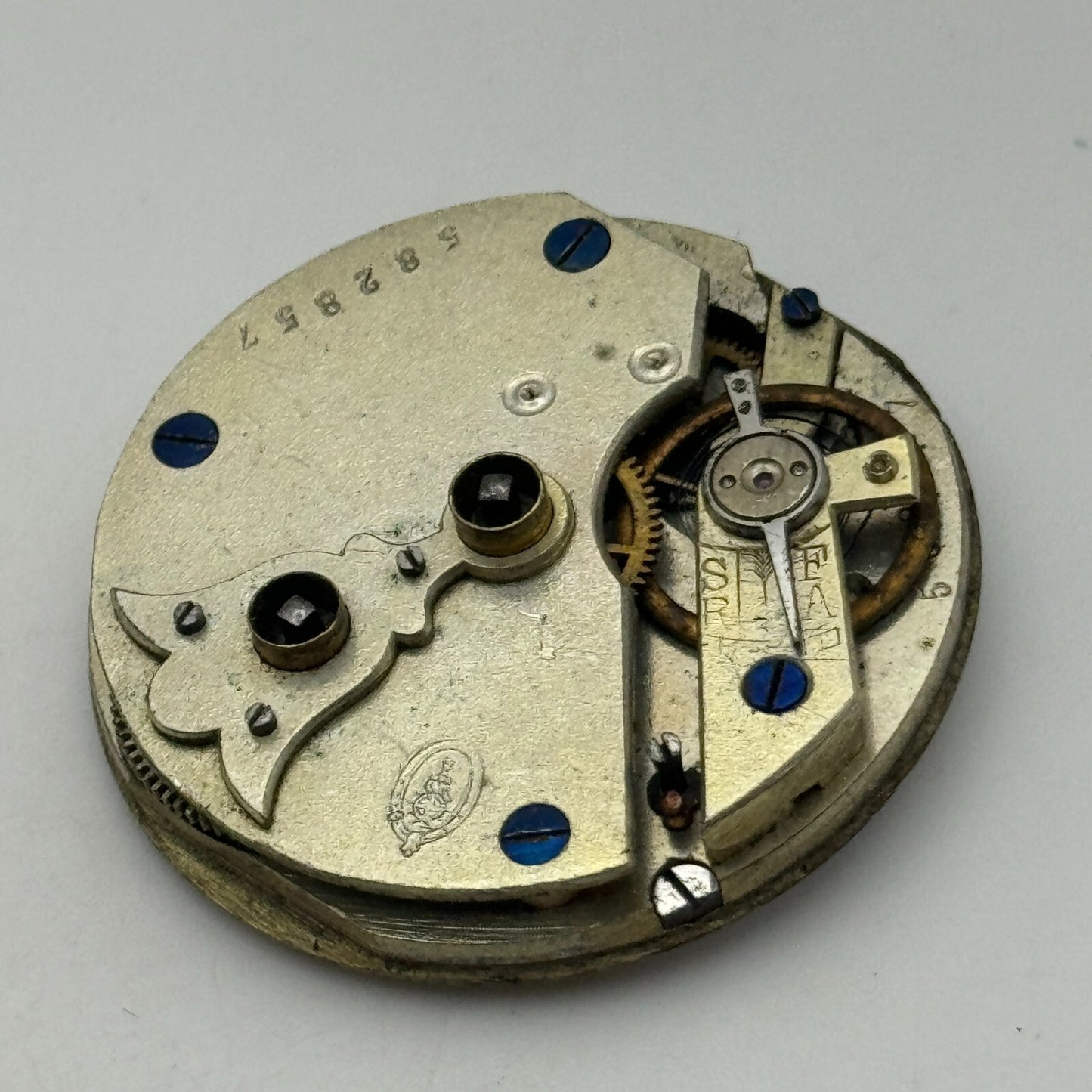 36.2mm Antique Unidentified Key Wound Pocket Watch Movement PARTS REPAIR SPARES