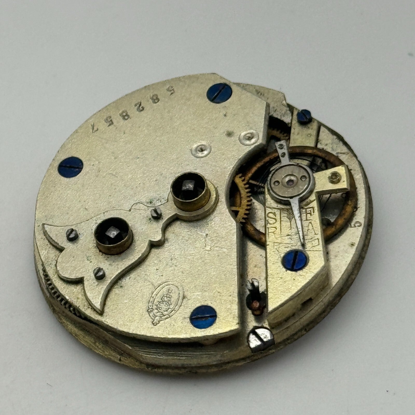 36.2mm Antique Unidentified Key Wound Pocket Watch Movement PARTS REPAIR SPARES