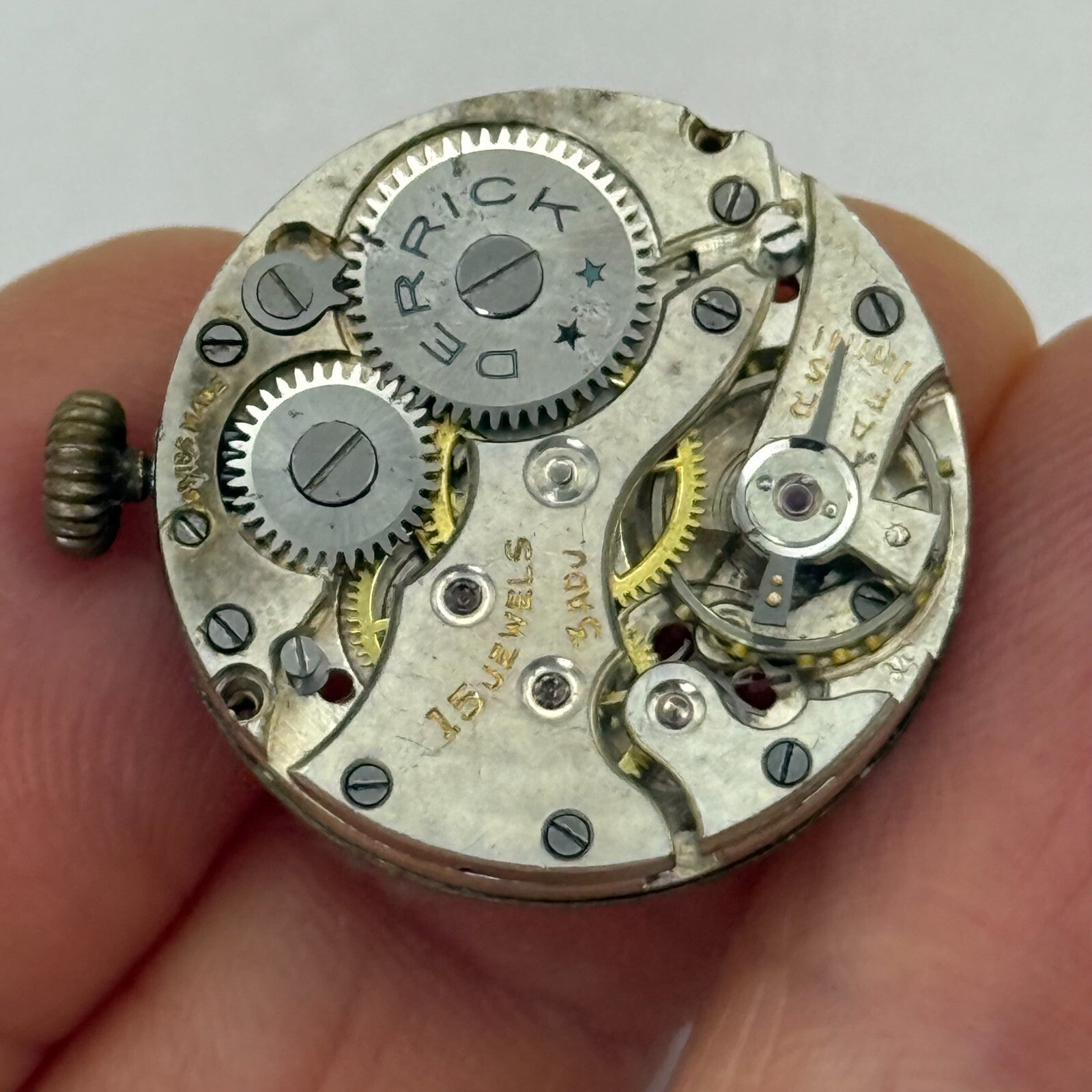 23.5mm Vintage Derrick 15 Jewels Trench Cal 34 Manual Wind Watch Movement PARTS
