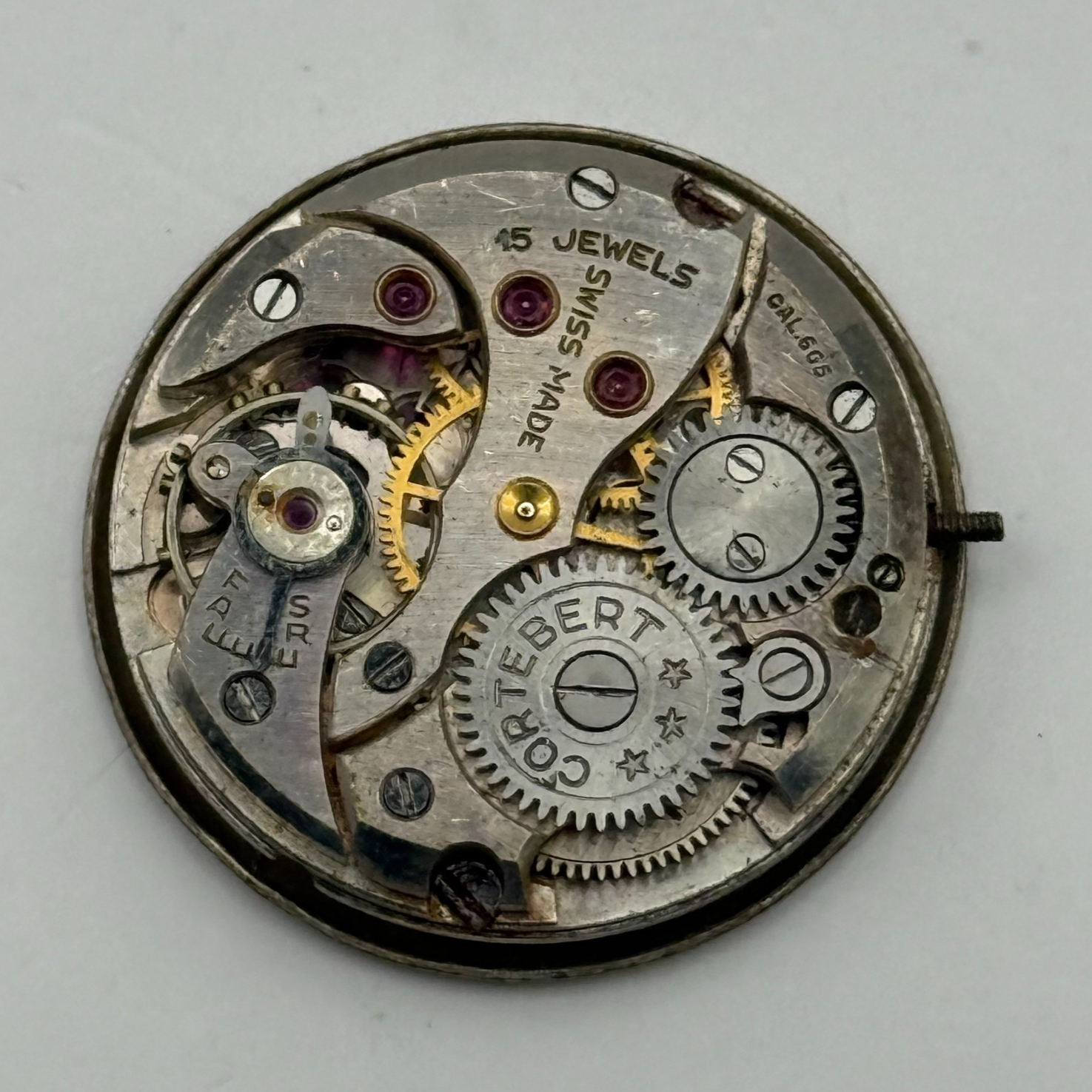 Cortebert Cal 665 Watch Movement 15 Jewels Sub Seconds Manual Wind Parts 25.3mm