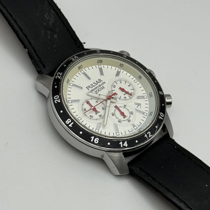 Pulsar Chronograph 100M Watch Men's Quartz VD53-X055 Working 43mm Japan Steel