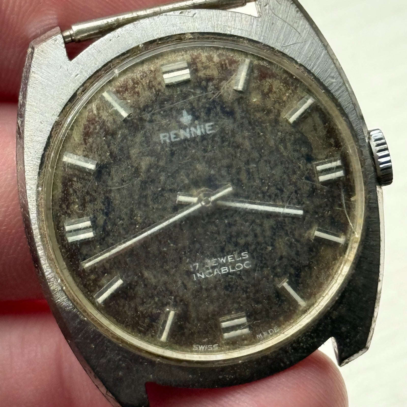 33mm Men's Vintage Peseux 7040 Rennie 17 Jewels Manual Wind Watch PARTS REPAIR