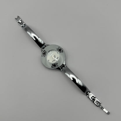 Tiho Ladies Quartz Watch Butterfly Design Dial Silver Tone Bracelet Working 30mm