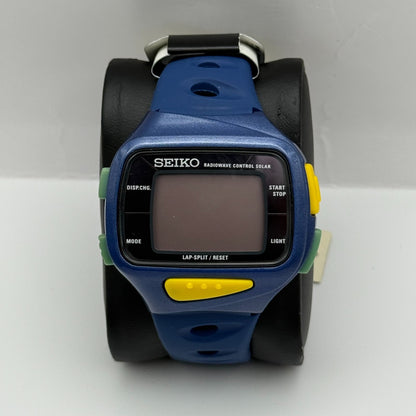 Seiko Super Runners Men's Blue Sports Radio Solar Quartz Watch 47mm PARTS REPAIR
