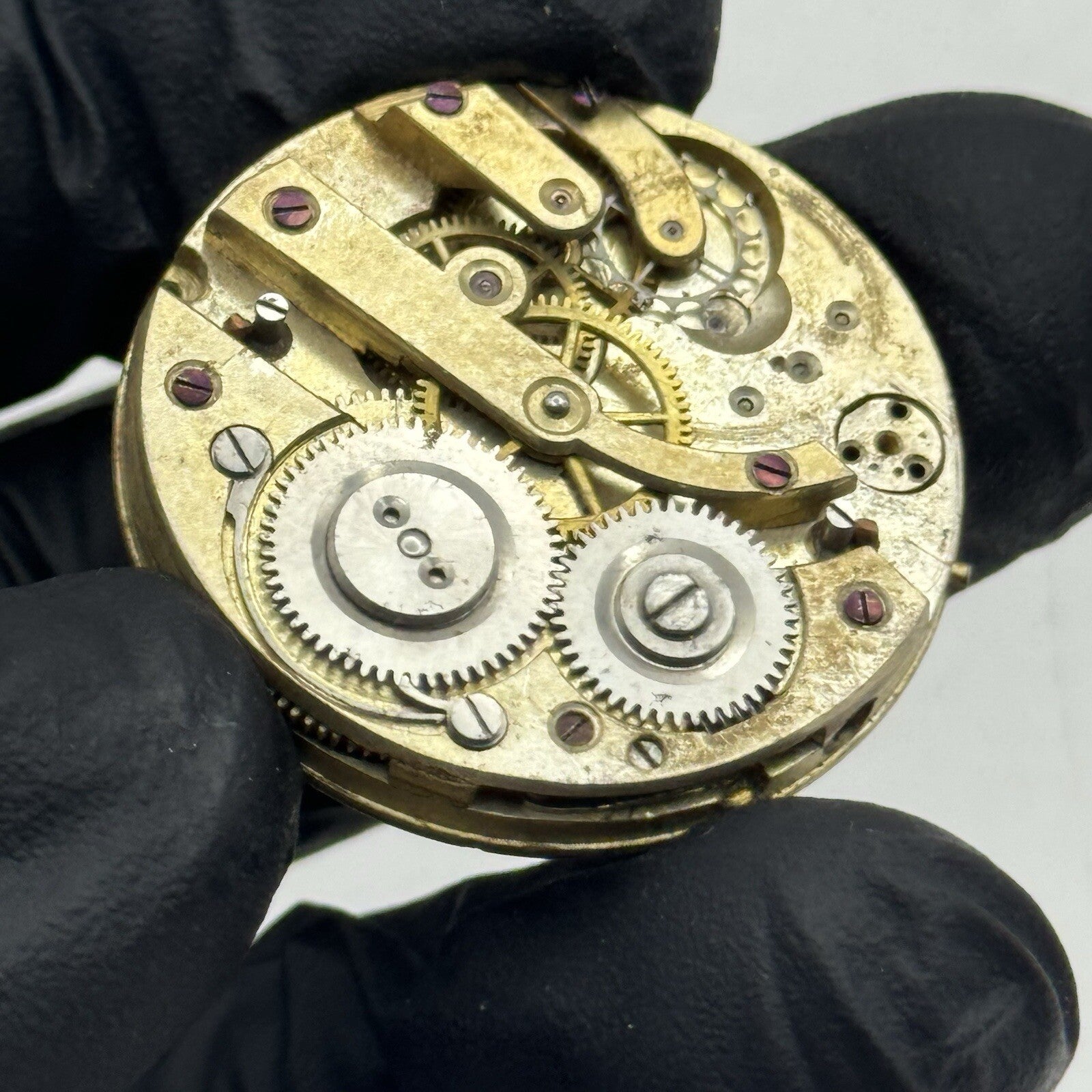 31mm Beautiful Patterned Dial Cylinder Pocket Watch Movement FOR PARTS