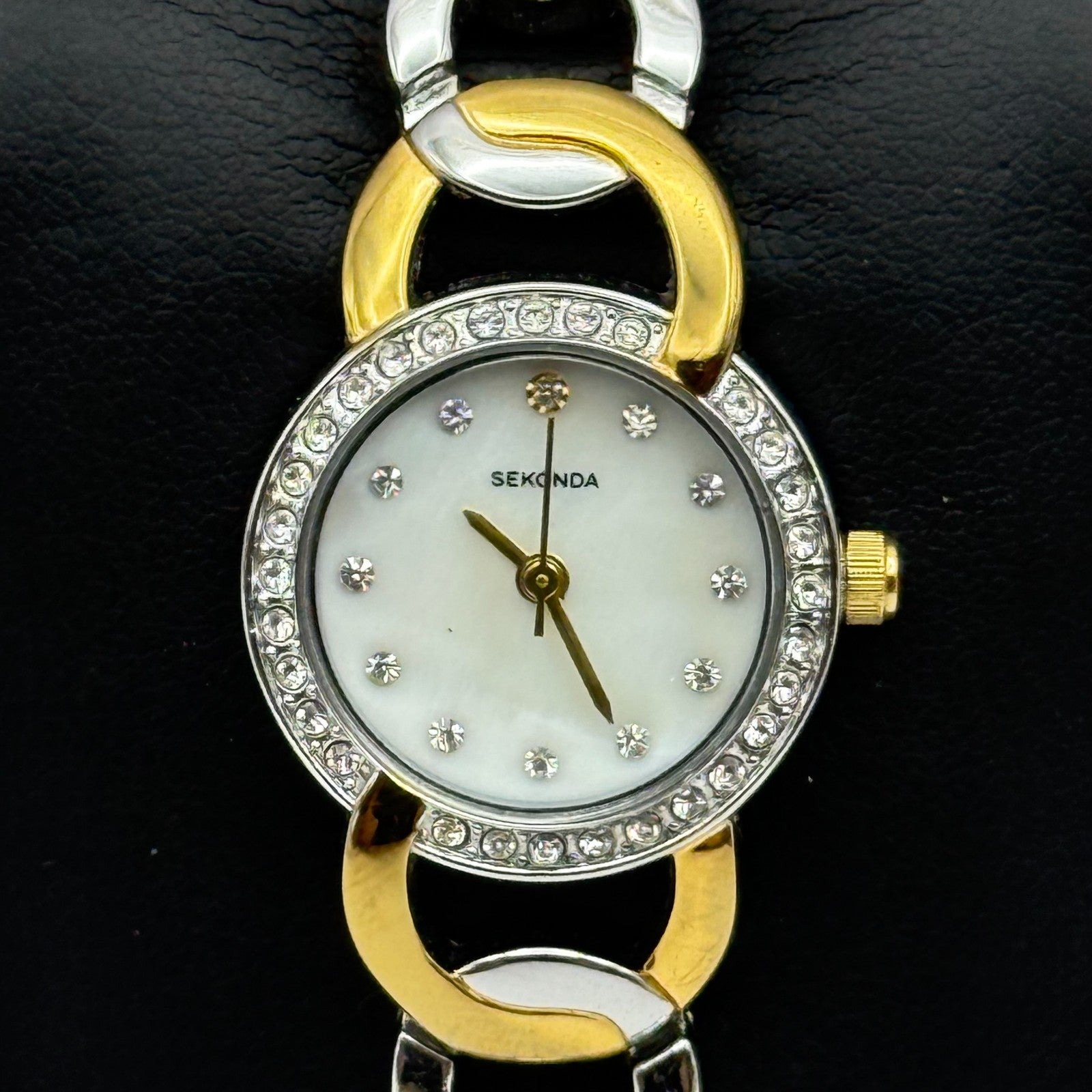 22mm Working Ladies Sekonda Two Tone Jewelled Quartz Japan Watch 6.25 Inches