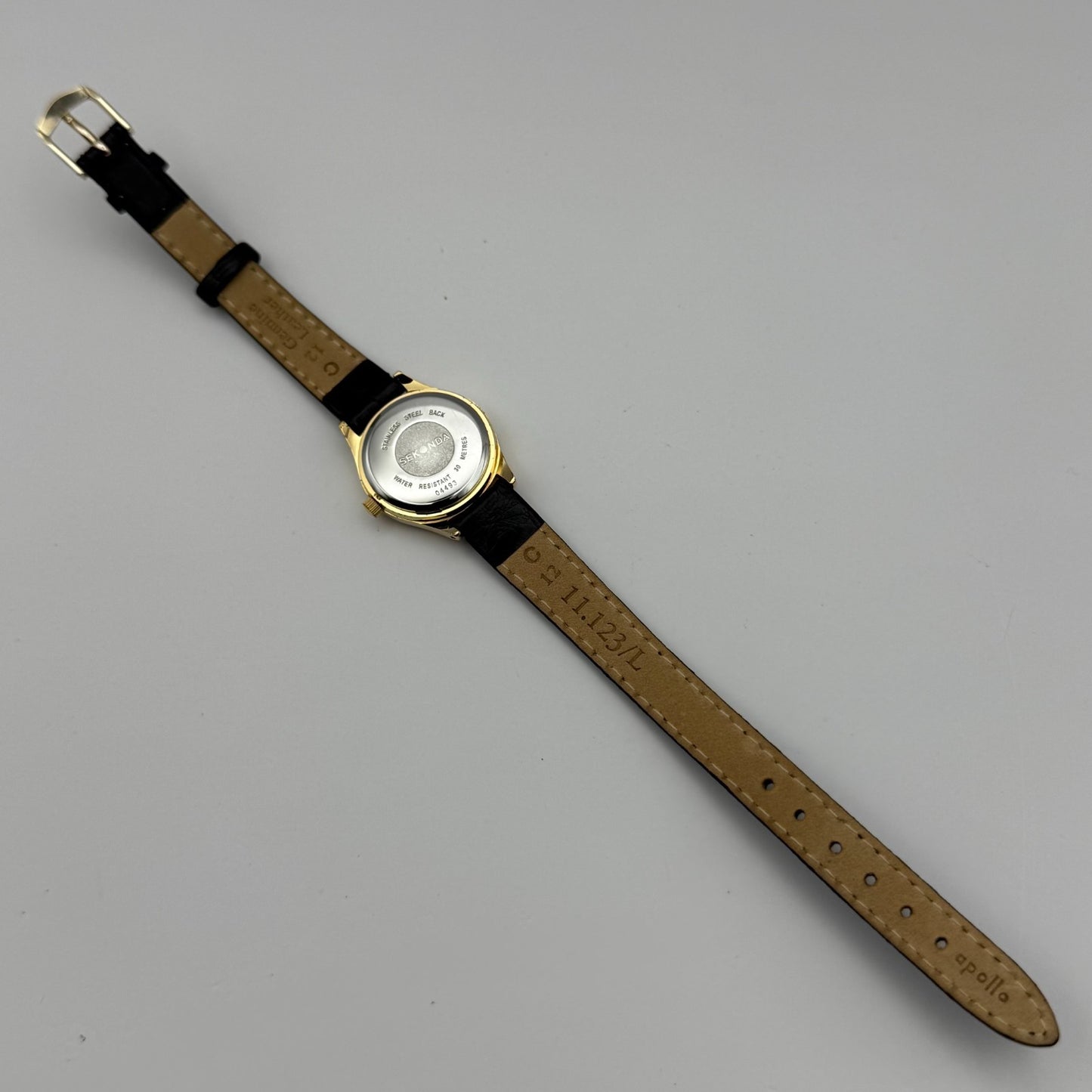Sekonda Ladies Quartz Watch Gold Tone White Dial Leather Strap Working 25mm
