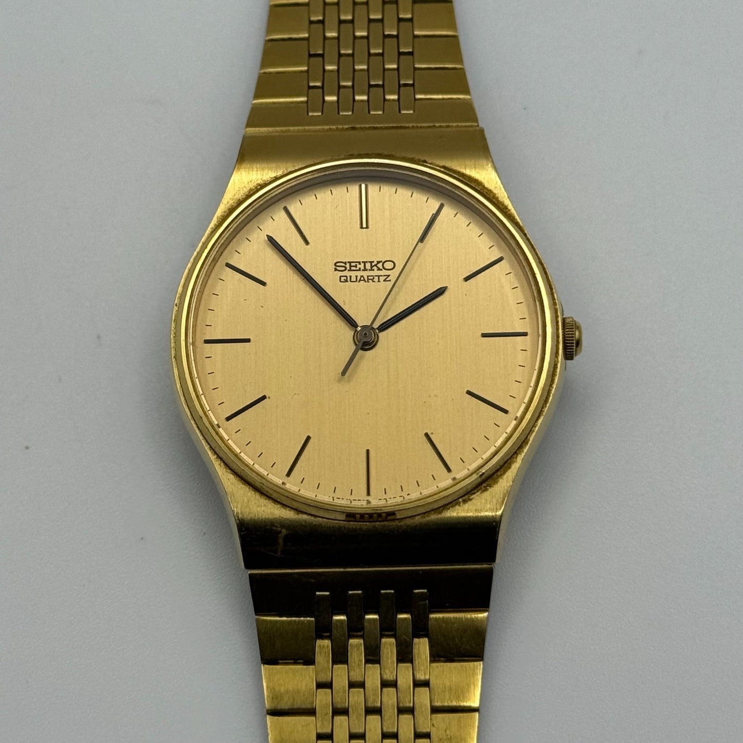 Seiko Men's Quartz Watch 7810-8059 Gold Tone Bracelet Japan 32mm PARTS REPAIR