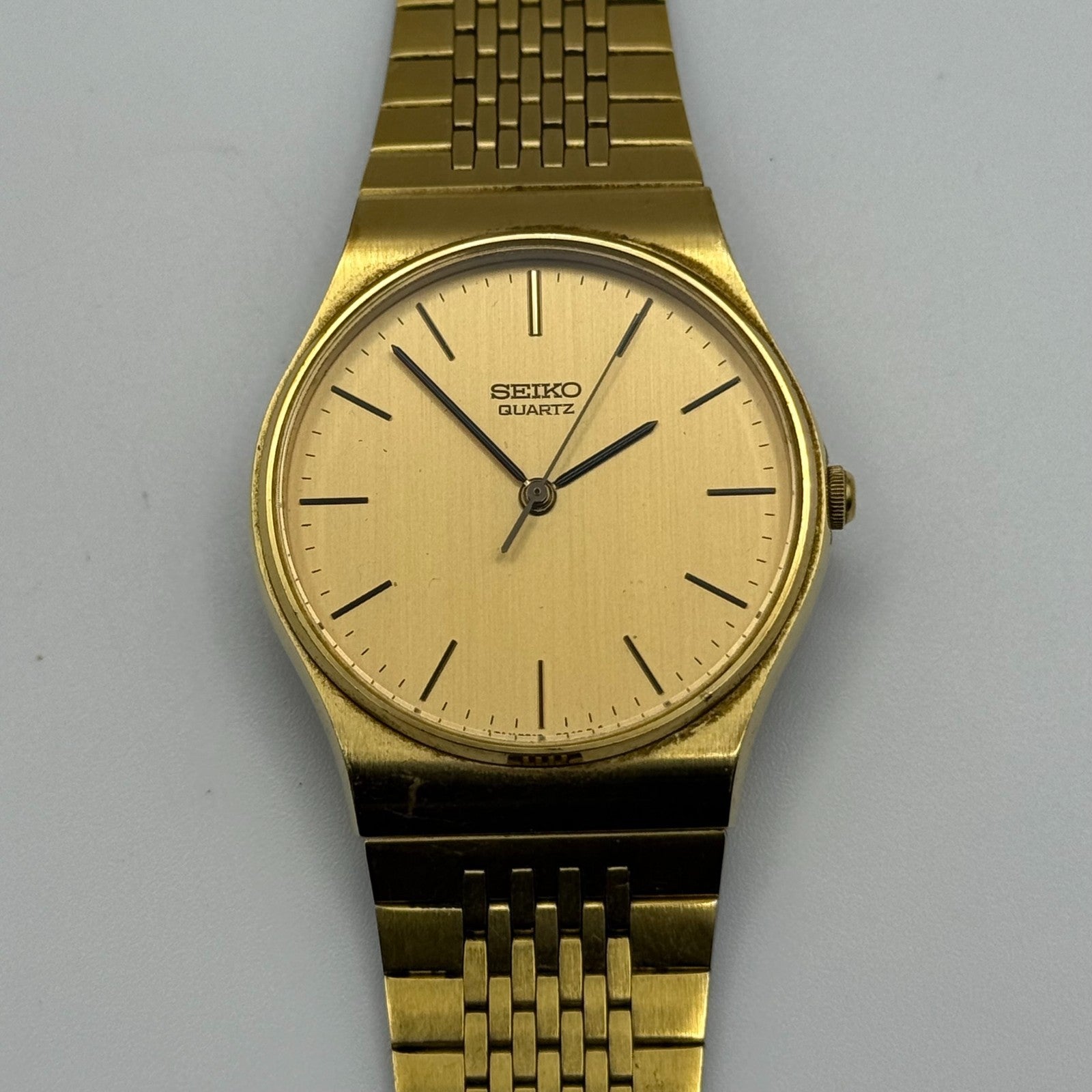 Seiko Men's Quartz Watch 7810-8059 Gold Tone Bracelet Japan 32mm PARTS REPAIR