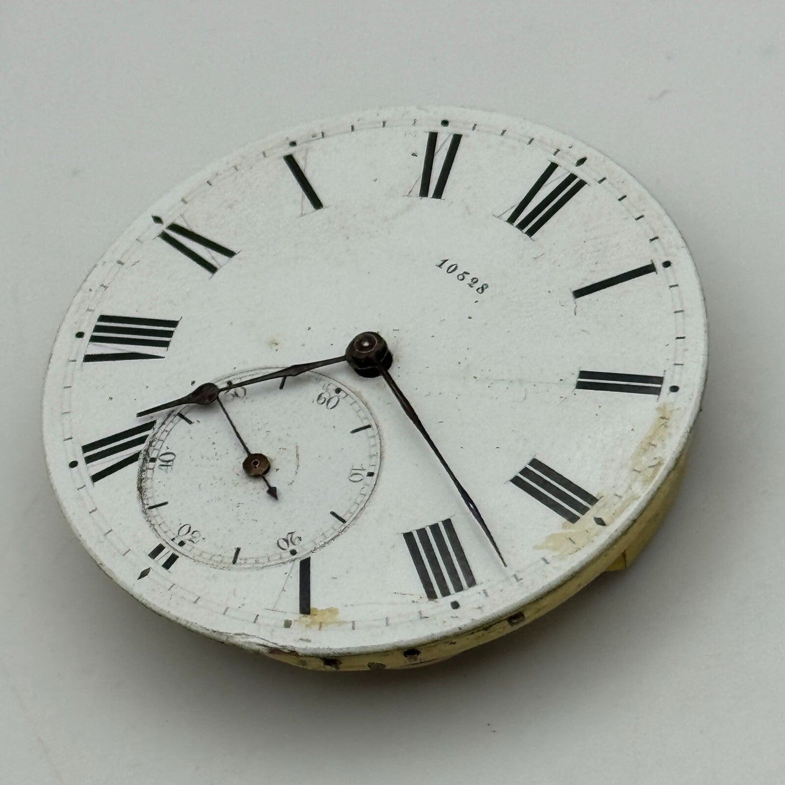 41.8mm Antique Unidentified Key Wound Pocket Watch Movement Dial Hands PARTS