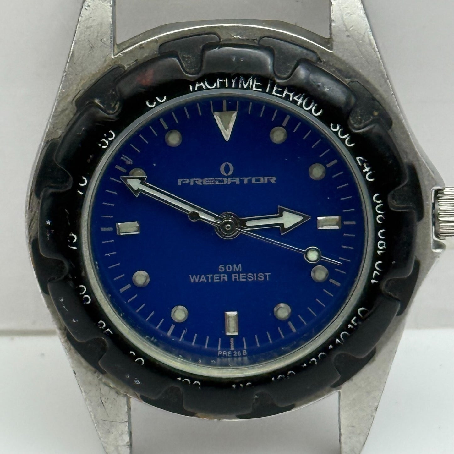 34mm Working Men's Predator Tachymeter 50M Blue Black Divers Quartz Watch Head