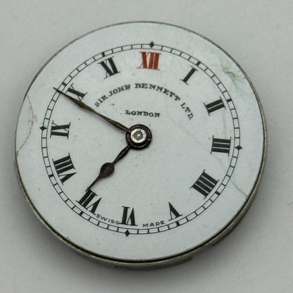 22mm Sir John Bennett London Trench Watch Movement Manual Wind Swiss FOR PARTS