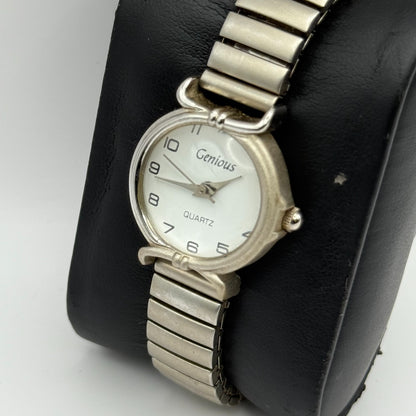 Genious Ladies Quartz Watch Silver Tone Expandable Band Japan Steel Working 24mm