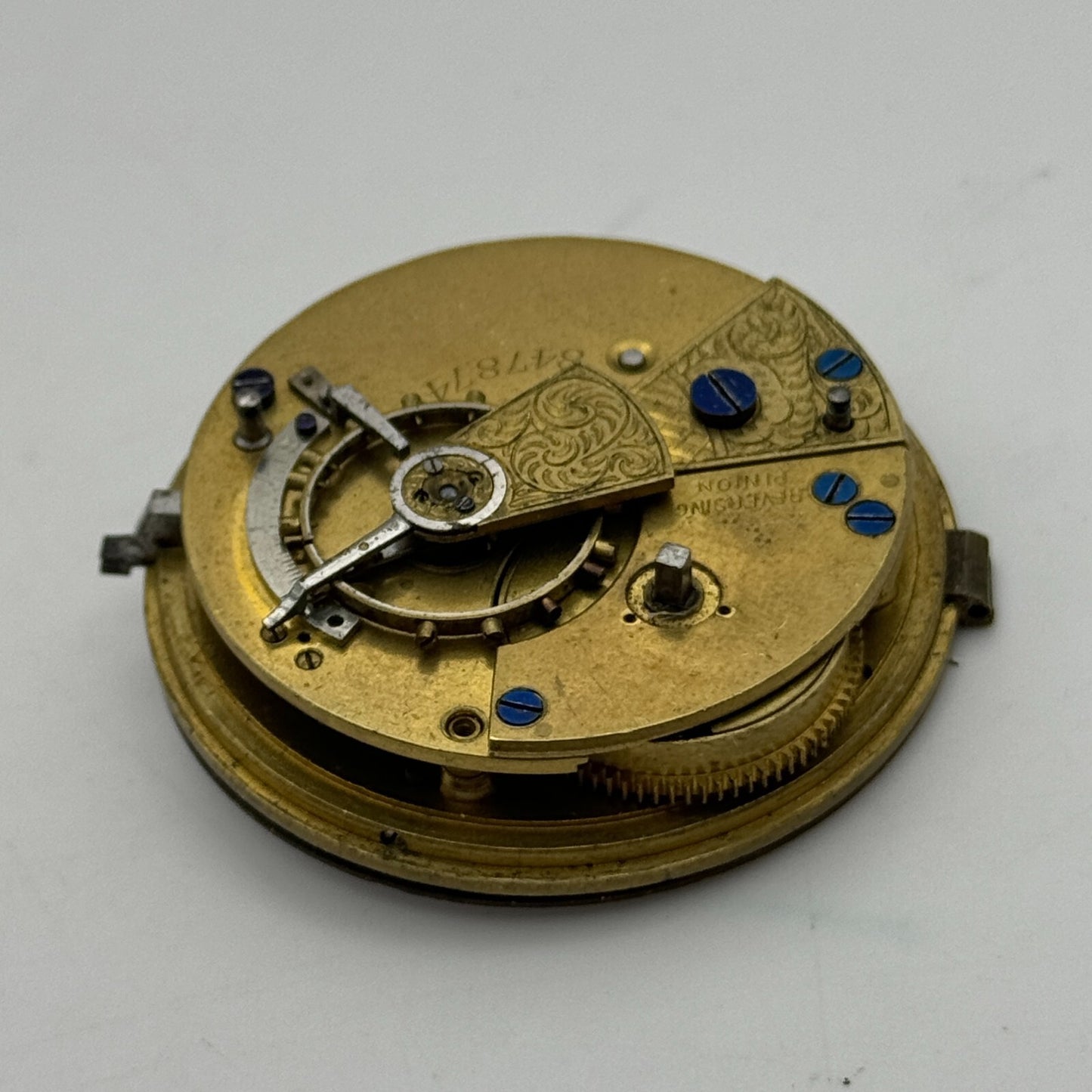 44.6mm Antique John Wilson Ossett Key Wound Pocket Watch Movement PARTS REPAIR