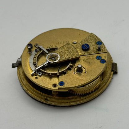 44.6mm Antique John Wilson Ossett Key Wound Pocket Watch Movement PARTS REPAIR