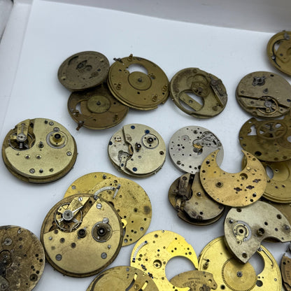Large Bundle Of Antique Partial Pocket Watch Movements Joblot PARTS REPAIR SPARE