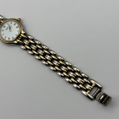 Pulsar Ladies Quartz Watch White Dial Two Tone Bracelet Japan Working 26mm