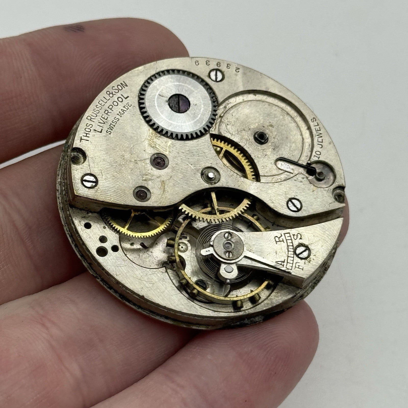 42.8mm Thomas Russell Liverpool Tempus Fugit Hunter Pocket Watch Movement PARTS