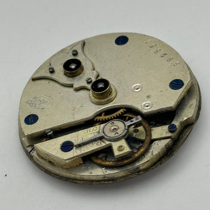 36.2mm Antique Unidentified Key Wound Pocket Watch Movement PARTS REPAIR SPARES