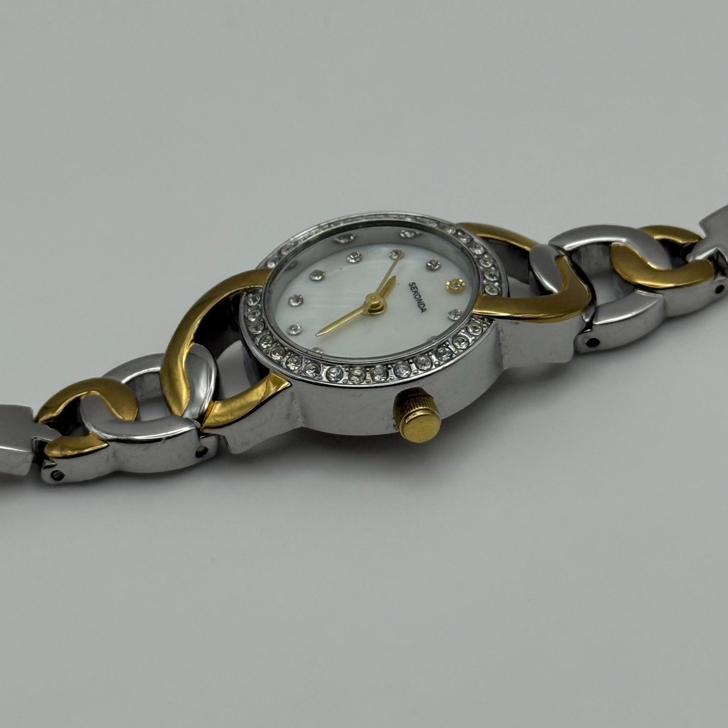 22mm Working Ladies Sekonda Two Tone Jewelled Quartz Japan Watch 6.25 Inches