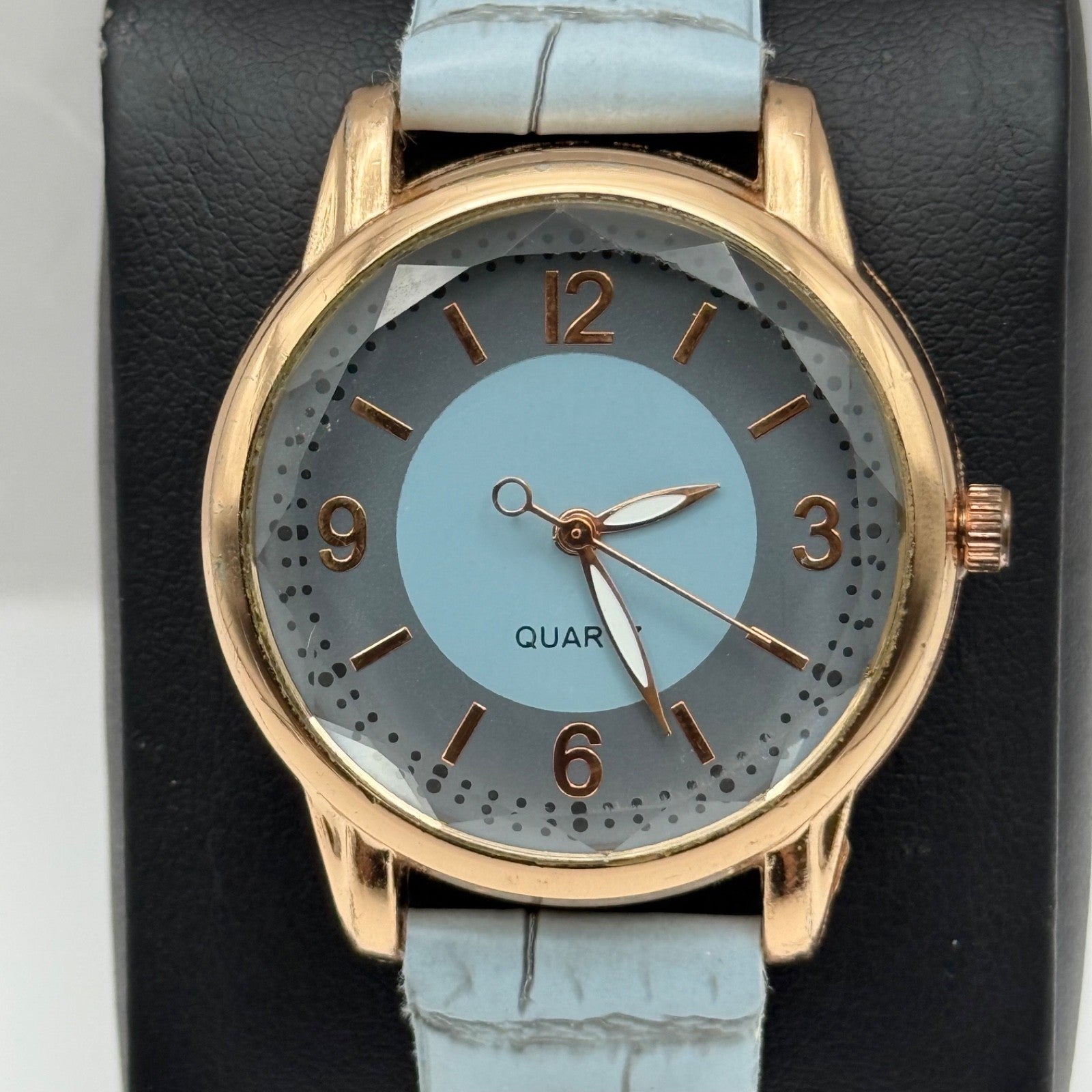 Working Ladies Rose Gold Tone Blue Dial & Strap Seconds Hand 34mm Quartz Watch