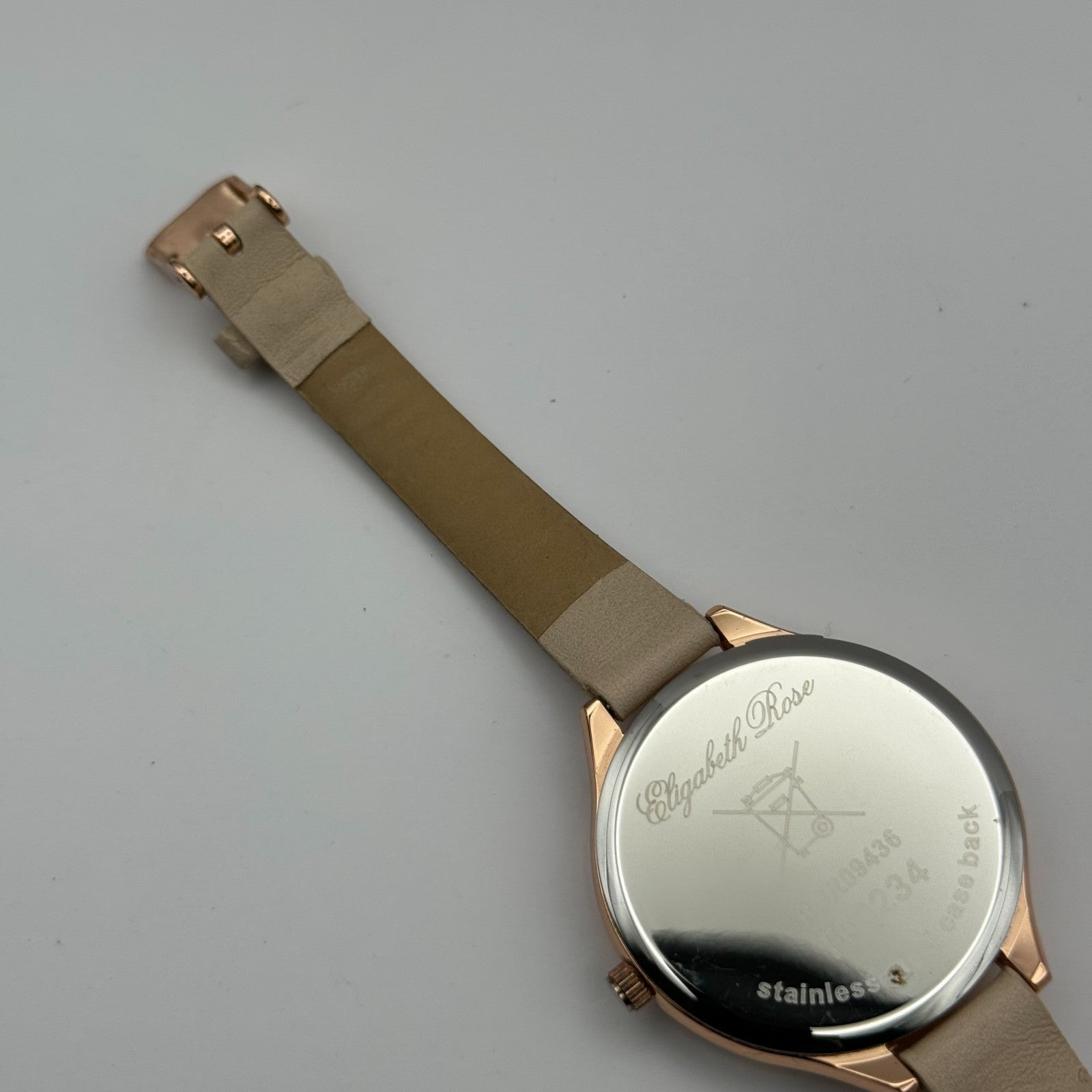 Elizabeth Rose Ladies Quartz Watch Floral Dial Rose Gold Tone Working 36mm