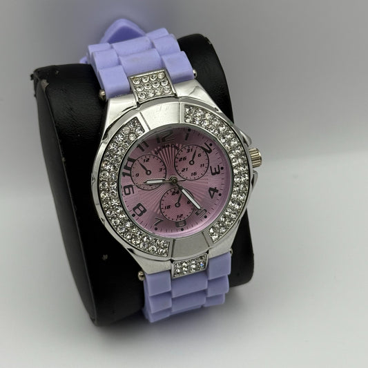 Eve Mon Crois Ladies Quartz Watch Subdial Crystal Accents Japan Working 40mm