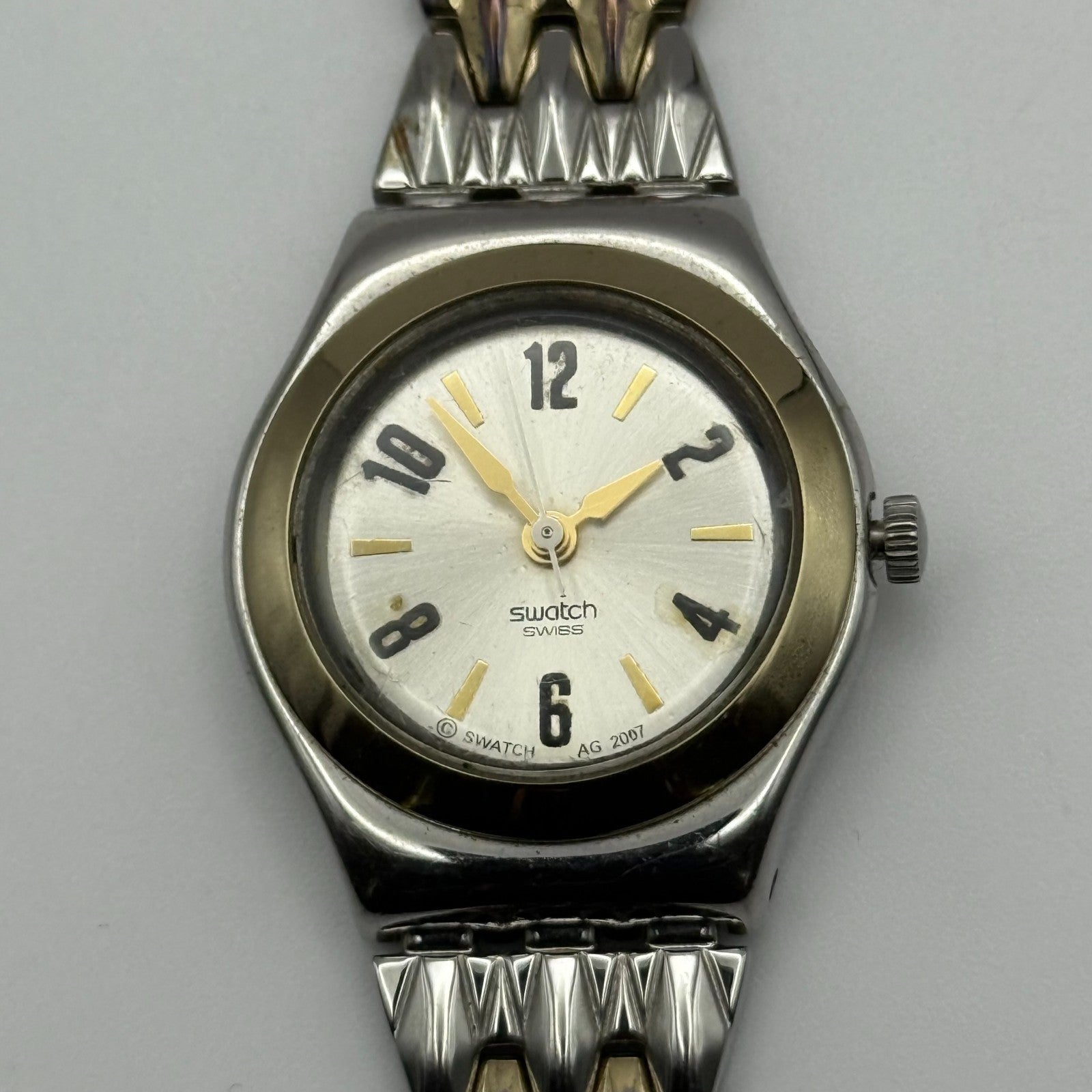2007 Swatch Irony Ladies Quartz Watch Two-Tone Bracelet Swiss 24mm PARTS REPAIR