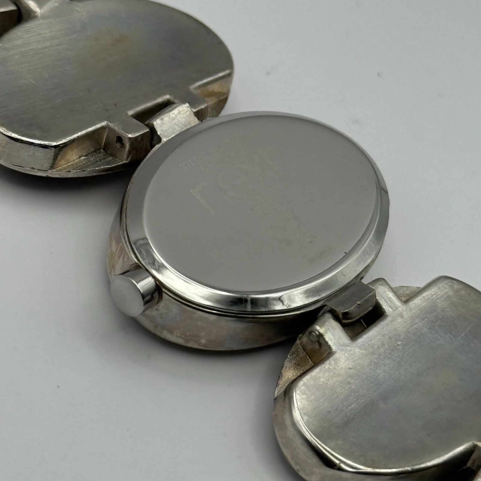 Next Ladies Quartz Watch Black Silver Tone Oval Bracelet Working 30mm 6 Inches