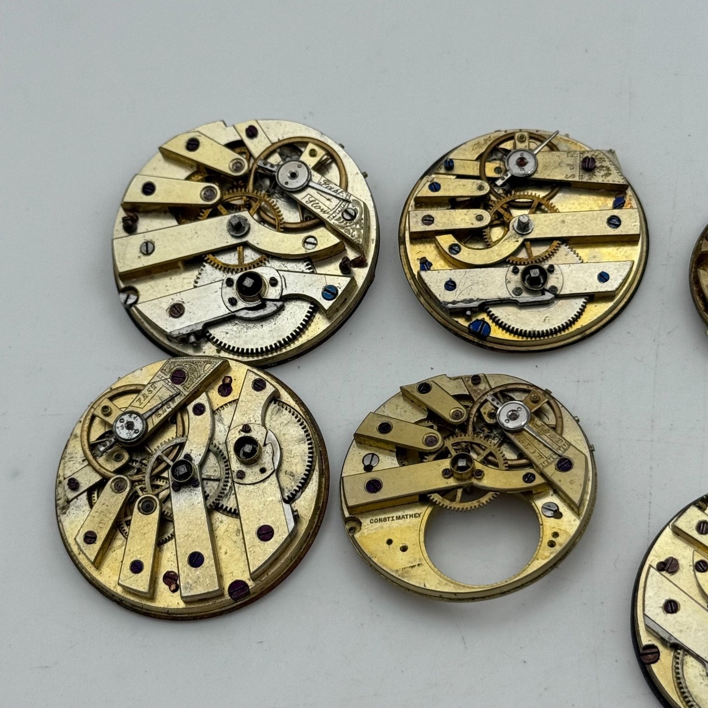 Bundle Of 7 Mixed Antique / Vintage Pocket Watch Movements PARTS REPAIR SPARES