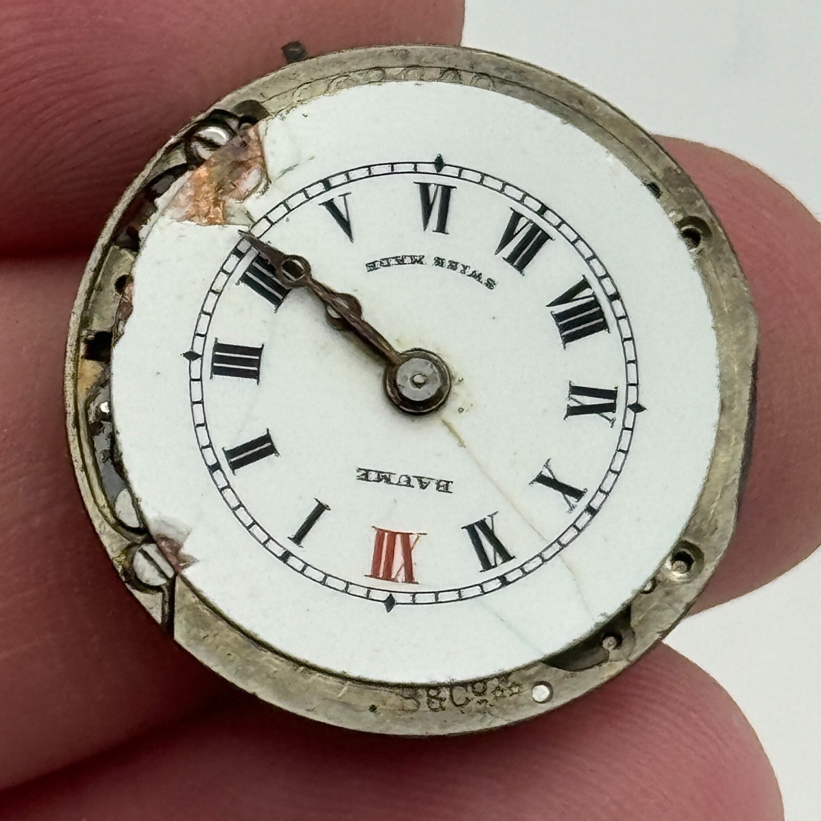23.6mm Baume B & Co 15 Jewels Trench Watch Movement Manual Wind Swiss PARTS