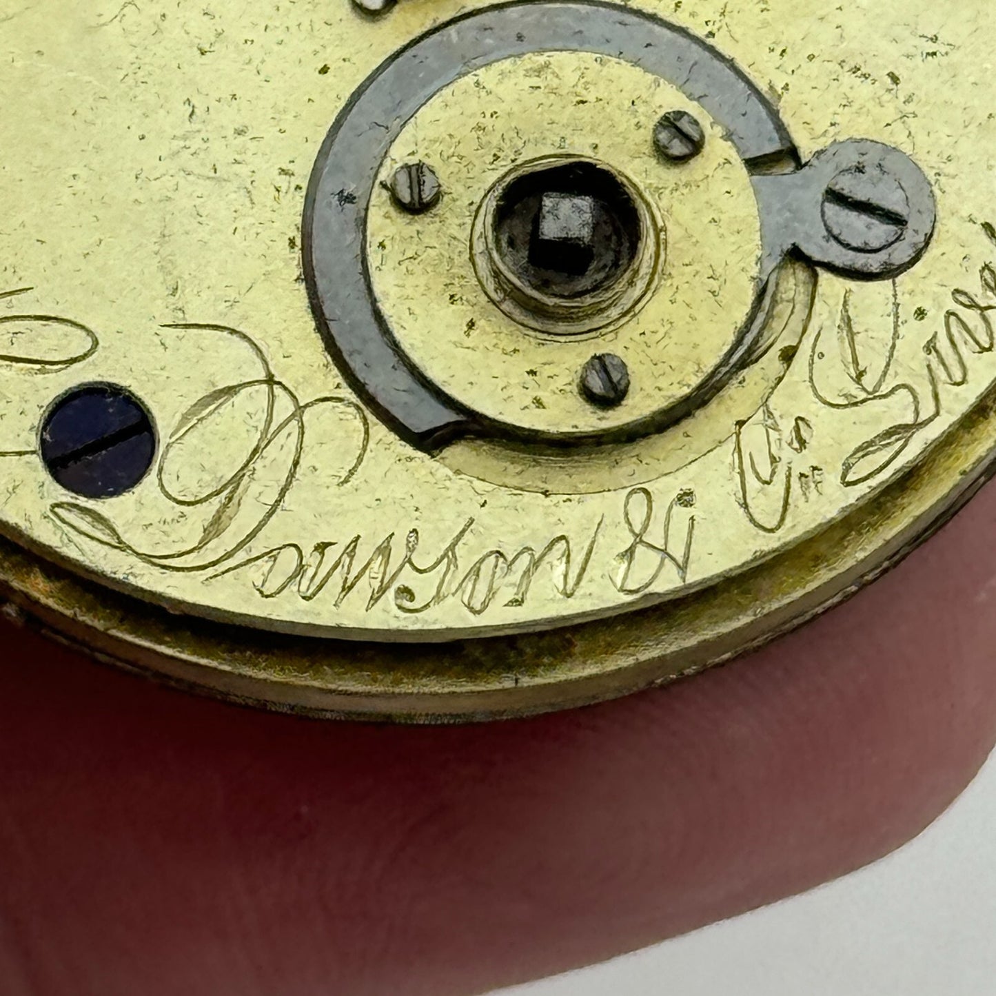 36.3mm Antique Stewart Dawson Co Liverpool Key Wound Pocket Watch Movement PARTS