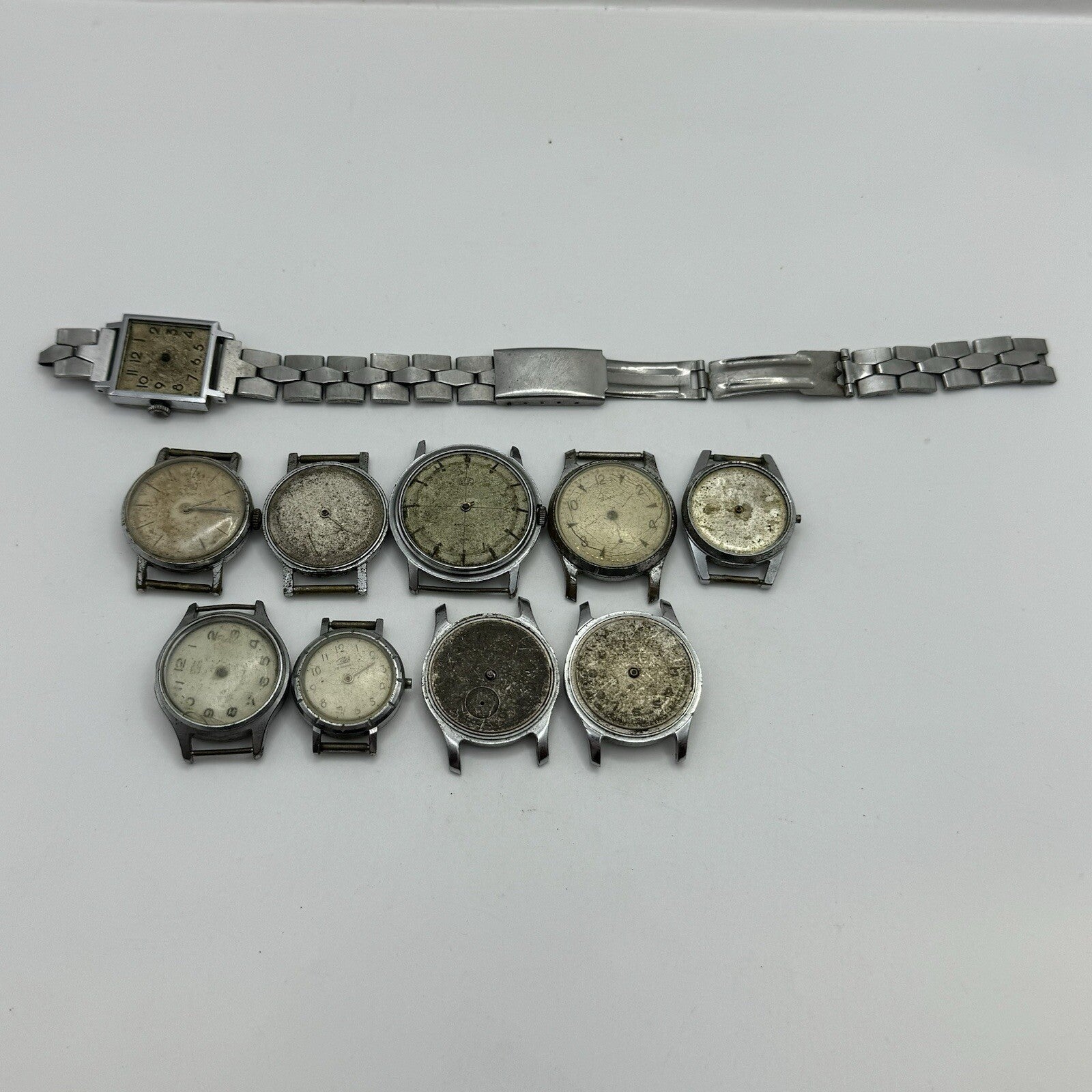 10 x Vintage Soviet Manual Wind Watch Heads For Parts Repair Job Lot Bundle