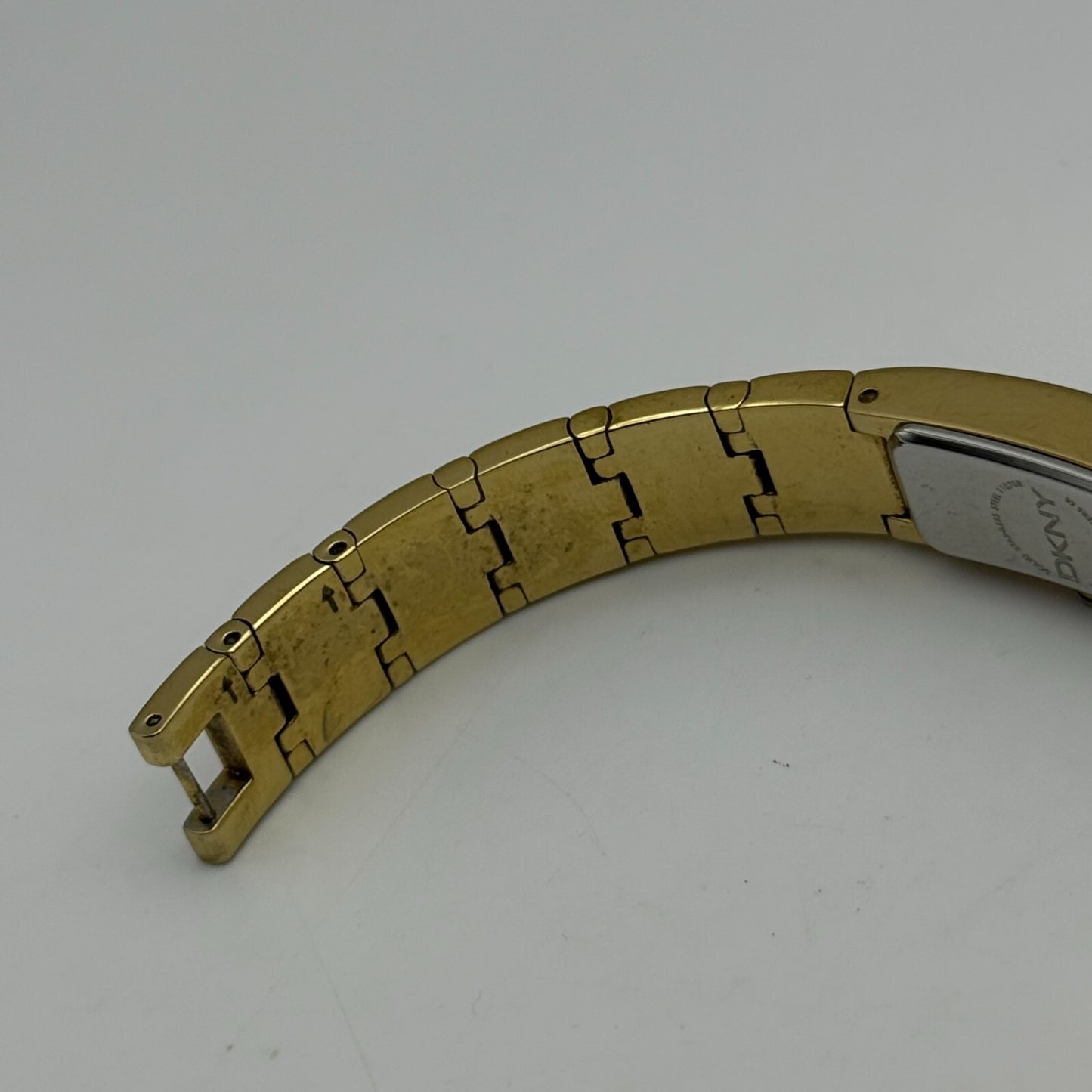 12mm Working Ladies Gold Plated DKNY NY-3814 Quartz Rectangle Watch 5.5 Inches