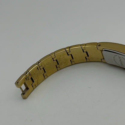 12mm Working Ladies Gold Plated DKNY NY-3814 Quartz Rectangle Watch 5.5 Inches