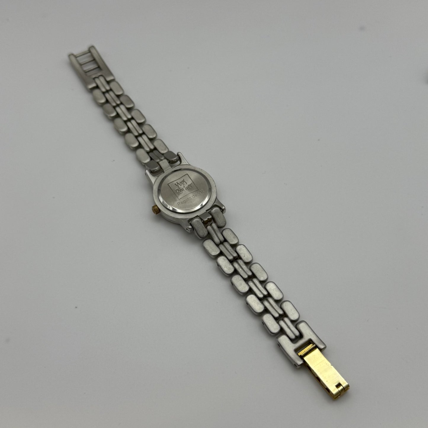 25mm Working Ladies Yves Rocher Two Tone Quartz Bracelet Watch 6.5 Inches