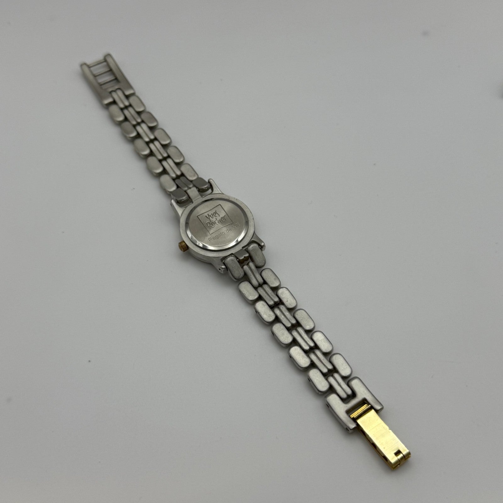 25mm Working Ladies Yves Rocher Two Tone Quartz Bracelet Watch 6.5 Inches