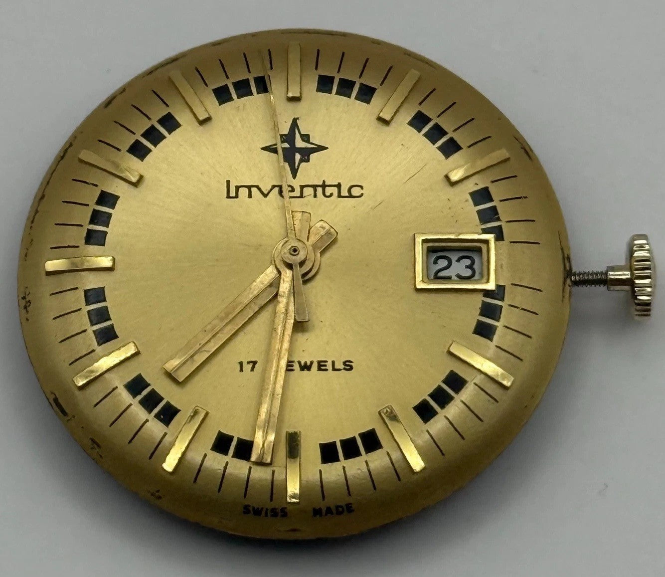 Inventic EB 8385-67 Watch Movement Manual Wind Vintage Swiss Parts Repair 22.2mm