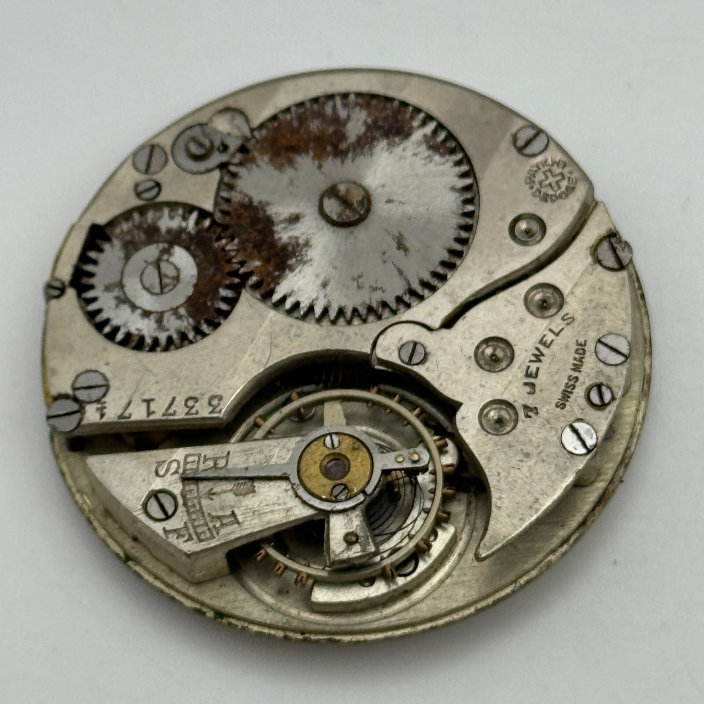 42.7mm Unidentified 7 Jewels Patent Depose Vintage Pocket Watch Movement PARTS