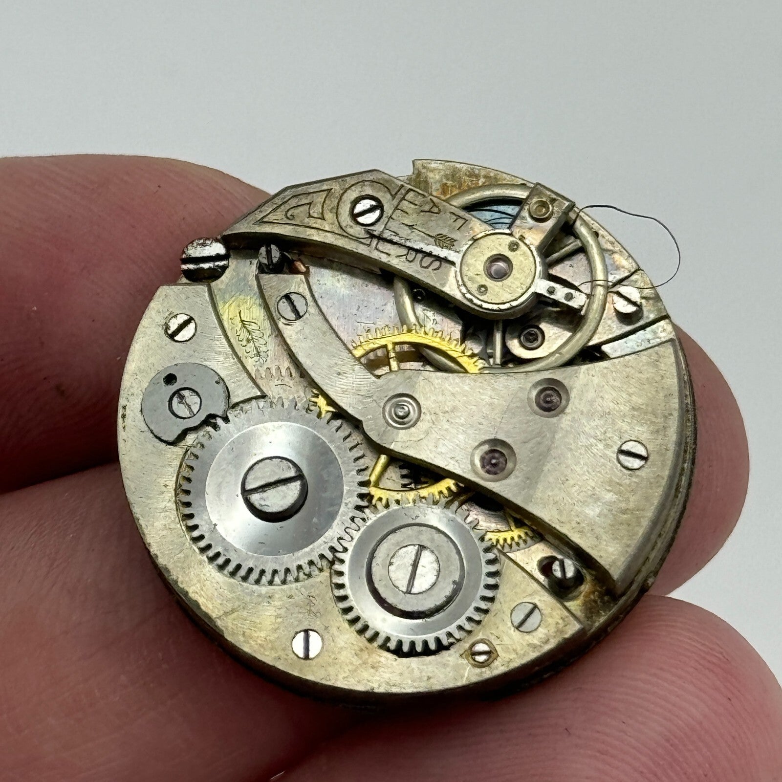 28mm Men's Unidentified Leaf Mark Manual Wind Watch Movement Swiss Vintage PARTS