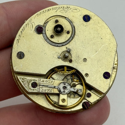 40.7mm Antique Nordmann Geneve Key Wound Pocket Watch Movement PARTS REPAIR