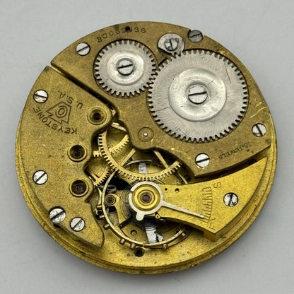43.1mm Vintage Keystone USA 15 Jewels Swiss Hunter Pocket Watch Movement PARTS