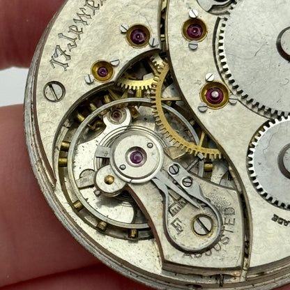 43.1mm Unidentified High Grade Open Face 17 Jewels Pocket Watch Movement PARTS