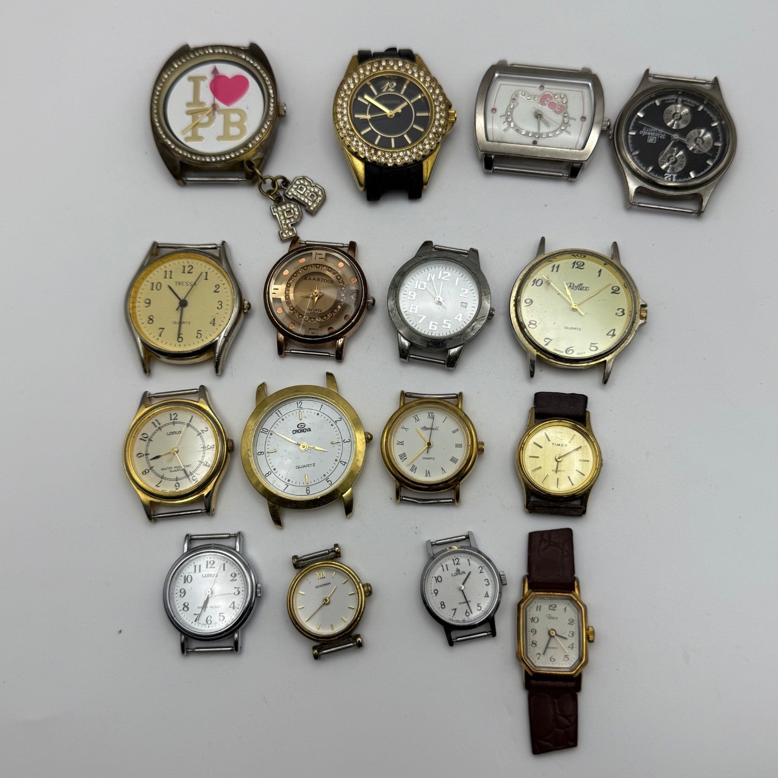 Bundle Of 16 Quartz Watches Modern / Vintage Untested Parts / Repair / Crafts