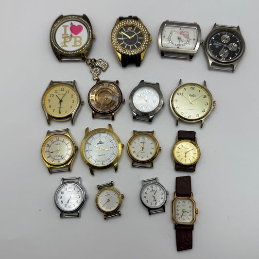 Bundle Of 16 Quartz Watches Modern / Vintage Untested Parts / Repair / Crafts