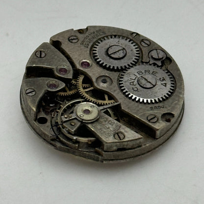 23.6mm Calibre 34 Swiss 15 Jewels Manual Wind Watch Movement Vintage PARTS SPARE