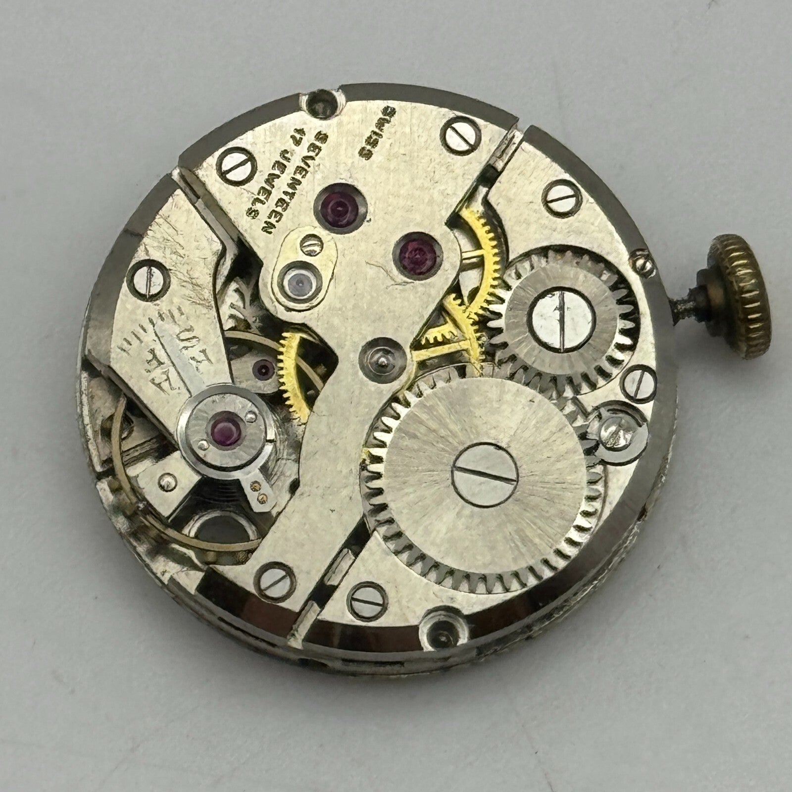 23.7mm Enicar A-R 412 Swiss Balance Ok Manual Wind Watch Movement Vintage PARTS