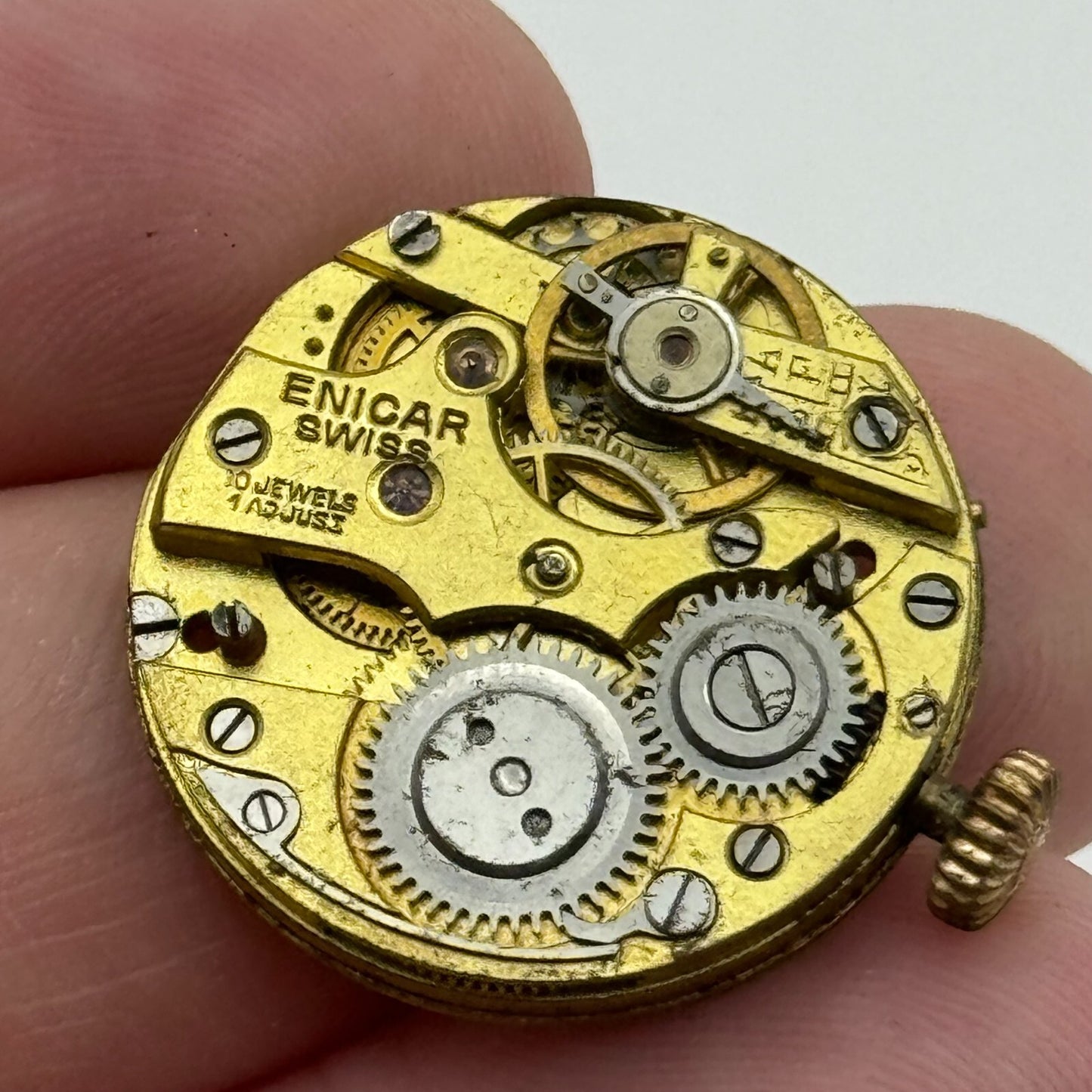23.6mm Rare Antique Enicar Trench Watch Movement Manual Wind Swiss Vintage PARTS
