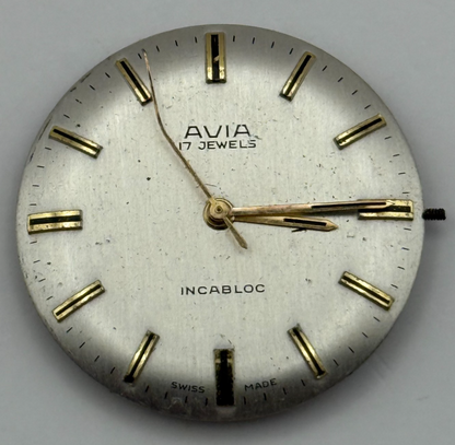 Avia ETA 2391 Watch Movement Manual Wind Vintage Swiss 17 Jewels Parts 25.7mm