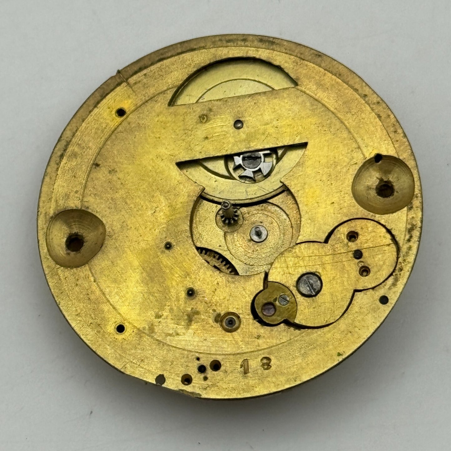 36.3mm Antique Unidentified Key Wound Pocket Watch Movement PARTS REPAIR SPARES